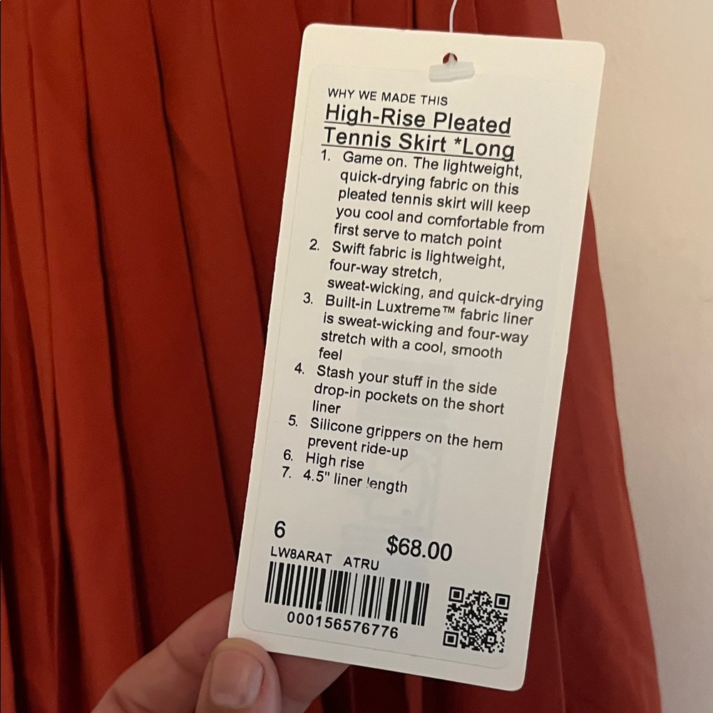 lululemon athletica Pleated Skater Skirt *long - Rust Red - Picture 2 of 3